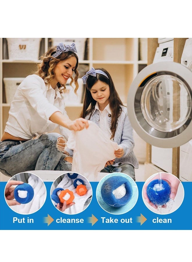 12PCS Pet Hair Remover for Laundry, Lint Catcher for Laundry Pet Hair Remover Washing Machine Hair Catcher, Upgrade Washing Balls Dog Cat Hair Catcher Lint Remover Balls Multipack ( Blue+Orange) - Image 4